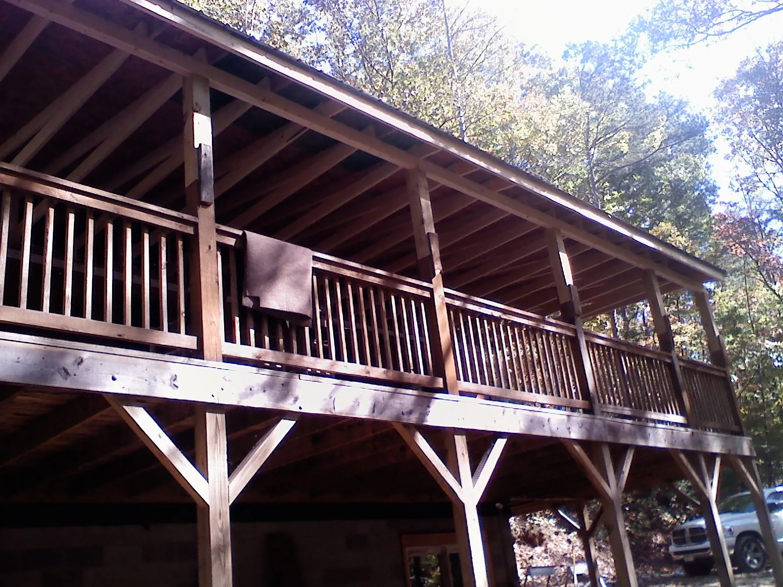Timber framing under a new elevated porch and deck — Roof Leak Repair in Upperco by Roofing Brothers